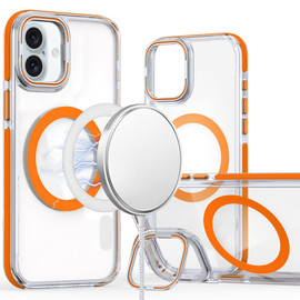Clarity Collection MagSafe Case with Camera Ring Stand for iPhone 16 - Orange
