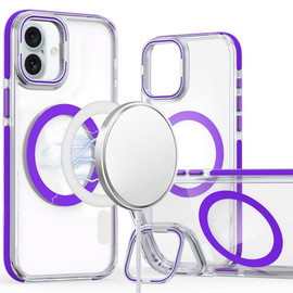 Clarity Collection MagSafe Case with Camera Ring Stand for iPhone 16 - Purple