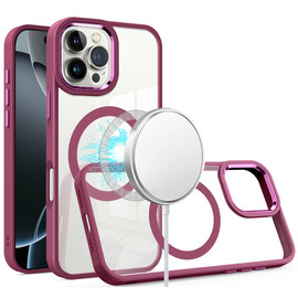 Perfect Crystal Clear MagSafe Case for iPhone 16 Pro - Burgundy