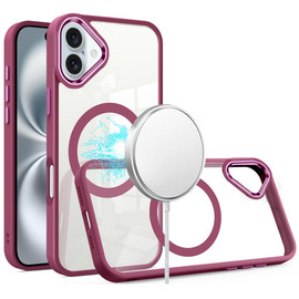 Perfect Crystal Clear MagSafe Case for iPhone 16 - Burgundy