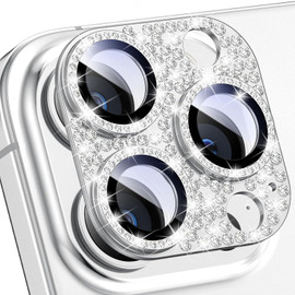 Stardust Diamond Tempered Glass Camera Lens Protector for iPhone 16 Pro Max - Silver
