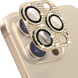 Stardust Diamond Tempered Glass Camera Lens Protector for iPhone 16 Pro - Gold
