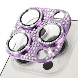 Stardust Diamond Tempered Glass Camera Lens Protector for iPhone 16 Pro - Purple
