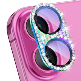 Stardust Diamond Tempered Glass Camera Lens Protector for iPhone 16 - Iridescent
