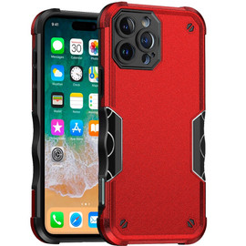 Military Grade Shockproof Hybrid Armor Case for iPhone 16 Pro Max - Red