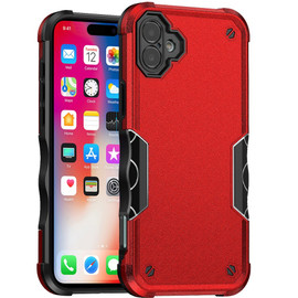 Military Grade Shockproof Hybrid Armor Case for iPhone 16 Plus - Red