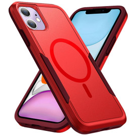 Military Grade TUFF Hybrid Armor Case with MagSafe for iPhone 16 - Red
