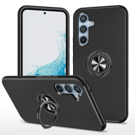 360 Rotating Ring Grip Hybrid Case for Samsung Galaxy S24 FE - Black