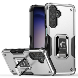 Military Grade Shockproof Hybrid Case with Ring Holder for Samsung Galaxy S24 FE - Silver