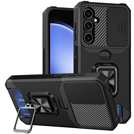 Military Grade All-In-One Ring Stand Card Case for Samsung Galaxy S24 FE - Black