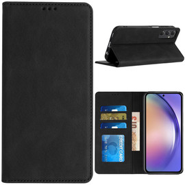Leather Folio Wallet Case for Samsung Galaxy S24 FE - Black