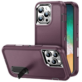 Military Grade TUFF Hybrid Armor Case with Kickstand for iPhone 16 Pro - Burgundy