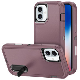 Military Grade TUFF Hybrid Armor Case with Kickstand for iPhone 16 - Burgundy