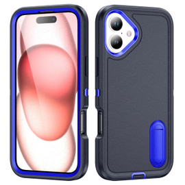Military Grade TUFF Hybrid Armor Case with Kickstand for iPhone 16 Plus - Black Blue