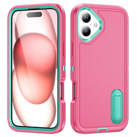 Military Grade TUFF Hybrid Armor Case with Kickstand for iPhone 16 Plus - Hot Pink Teal
