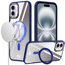 Dazzle Series MagSafe Hybrid Case with Kickstand Ring Holder for iPhone 16 - Blue