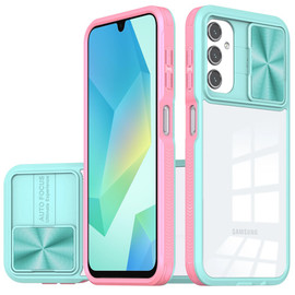 HD Transparent Case with Camera Privacy Cover for Samsung Galaxy A16 5G - Pink Blue