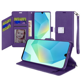 Extra Series Essential Leather Wallet Stand Case for Samsung Galaxy A16 5G - Purple