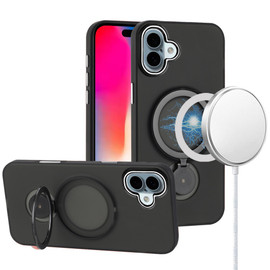 Candy Series MagSafe Hybrid Case with Kickstand Ring Holder for iPhone 16 - Black