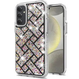Diamond Encrusted Hybrid Case for Samsung Galaxy S25 Plus - Woven Black