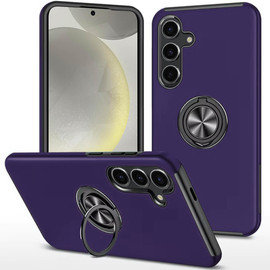 360 Rotating Ring Grip Hybrid Case for Samsung Galaxy S25 Plus - Dark Purple
