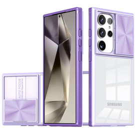 HD Transparent Case with Camera Privacy Cover for Samsung Galaxy S25 Ultra - Purple