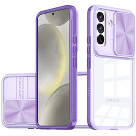 HD Transparent Case with Camera Privacy Cover for Samsung Galaxy S25 Plus - Purple
