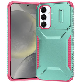 Combat Tough Series Hybrid Case with Camera Lens Cover for Samsung Galaxy S25 - Teal Pink