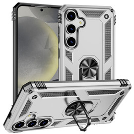 Military Grade Hybrid Case with Ring Grip for Samsung Galaxy S25 Plus - Silver