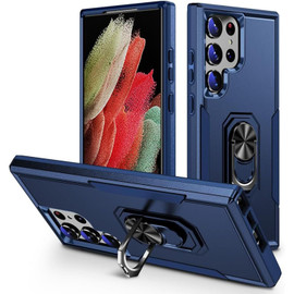 Military Grade TUFF Shockproof Hybrid Armor Case with Ring Grip for Samsung Galaxy S25 Ultra - Blue