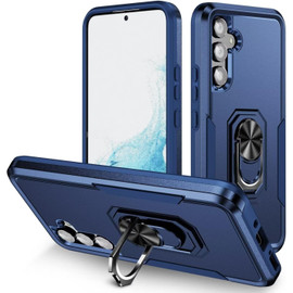 Military Grade TUFF Shockproof Hybrid Armor Case with Ring Grip for Samsung Galaxy S25 - Blue