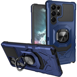 Military Grade Robotic Series Hybrid Case with Ring Grip for Samsung Galaxy S25 Ultra - Blue