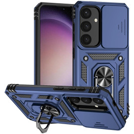Military Grade Hybrid Case with Ring Grip and Camera Lens Protector for Samsung Galaxy S25 Plus - Blue