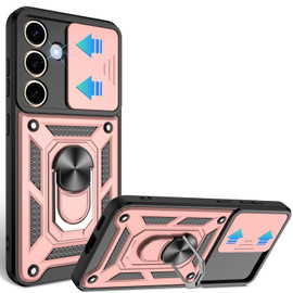 Military Grade Superior Series Hybrid Case with Ring Grip and Camera Lens Cover for Samsung Galaxy S25 - Rose Gold