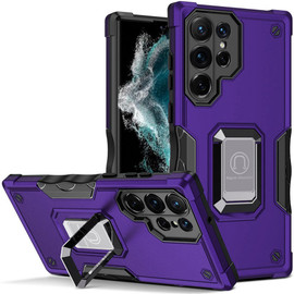 Military Grade Shockproof Hybrid Armor Case with Ring Grip for Samsung Galaxy S25 Ultra - Purple