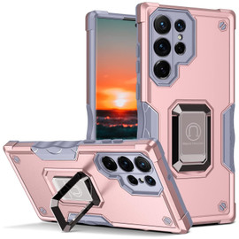 Military Grade Shockproof Hybrid Armor Case with Ring Grip for Samsung Galaxy S25 Ultra - Rose Gold