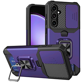 Military Grade All-In-One Ring Stand Card Case for Samsung Galaxy S25 - Purple