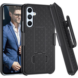 Shell Holster Kickstand Case with Spring Belt Clip for Samsung Galaxy S25 Plus - Black