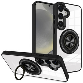 Tough Shield Crystal Case with MagSafe Magnetic Ring Holder for Samsung Galaxy S25 Plus - Black