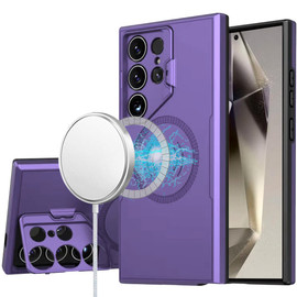 Military Grade MagSafe Hybrid Case with Camera Ring Stand for Samsung Galaxy S25 Ultra - Purple