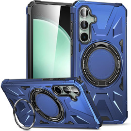 Military Grade TUFF Case with MagSafe Magnetic Rotating Ring Stand for Samsung Galaxy S25 - Blue
