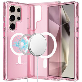 Slim Transparency Case with MagSafe Magnetic Ring for Samsung Galaxy S25 Ultra - Pink