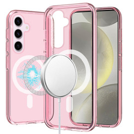 Slim Transparency Case with MagSafe Magnetic Ring for Samsung Galaxy S25 - Pink