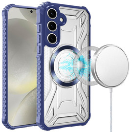 Fusion Evo Transparent Case with MagSafe Magnetic Ring for Samsung Galaxy S25 Plus - Blue
