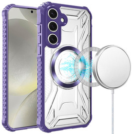 Fusion Evo Transparent Case with MagSafe Magnetic Ring for Samsung Galaxy S25 Plus - Purple