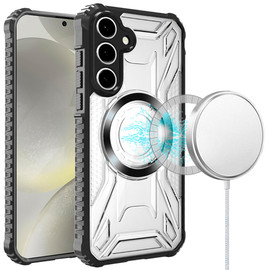 Fusion Evo Transparent Case with MagSafe Magnetic Ring for Samsung Galaxy S25 - Black