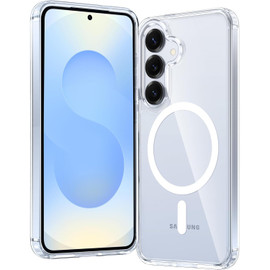 Crystal Clear Transparent Hybrid Case with MagSafe Magnetic Ring for Samsung Galaxy S25