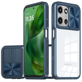 HD Transparent Case with Camera Privacy Cover for Motorola Moto G Power 2025 - Blue