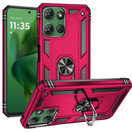 Military Grade Hybrid Case with Ring Grip for Motorola Moto G Power 2025 - Hot Pink