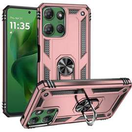 Military Grade Hybrid Case with Ring Grip for Motorola Moto G Power 2025 - Rose Gold